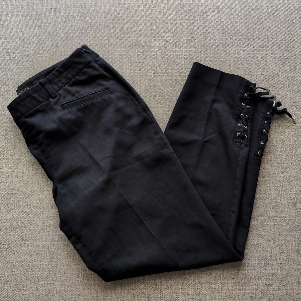 Talbots Womens Pants SZ‎ 6 Chambray Gray Chino Side Zip Cotton Ankle Lace-Up